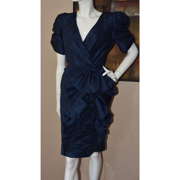 Amen Wardy Designer Vintage Satin Cocktail Party Dress - Picture 3 of 8